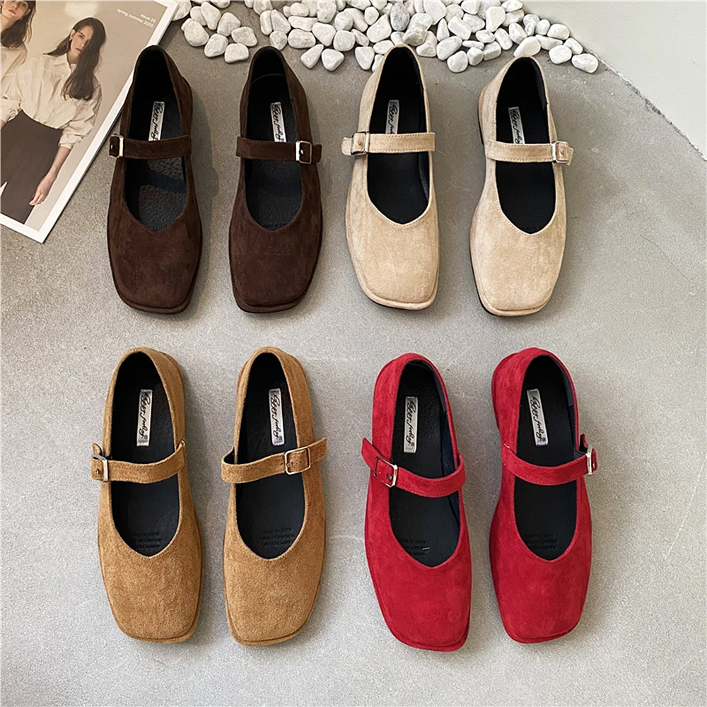 Basic Things Suede Mary Jane Flats