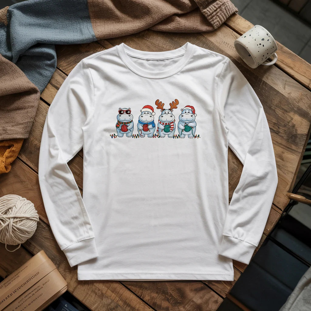 Hippo Knitmas Long Sleeve T-shirt