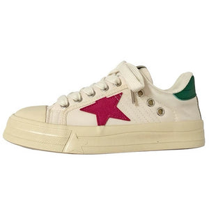 White & Red Star Sneakers