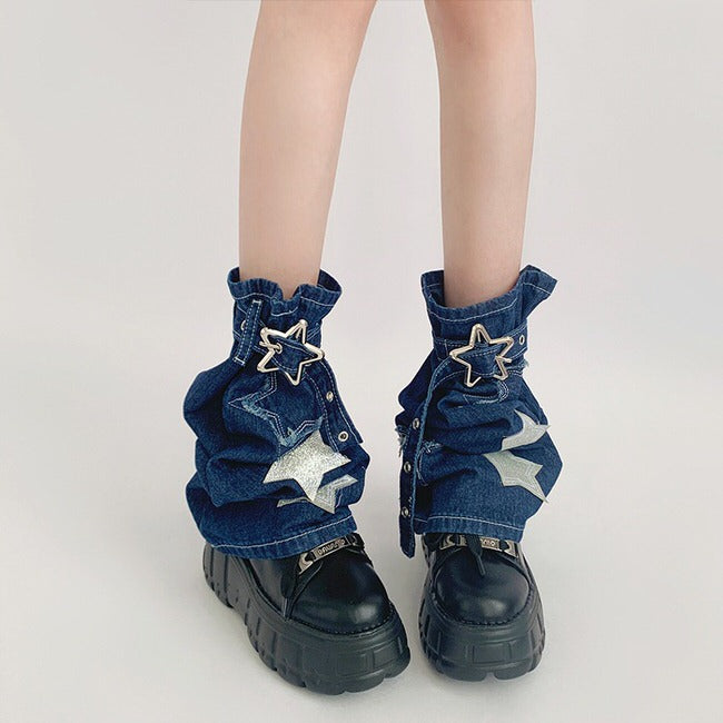 Y2K Star Denim Leg Warmers